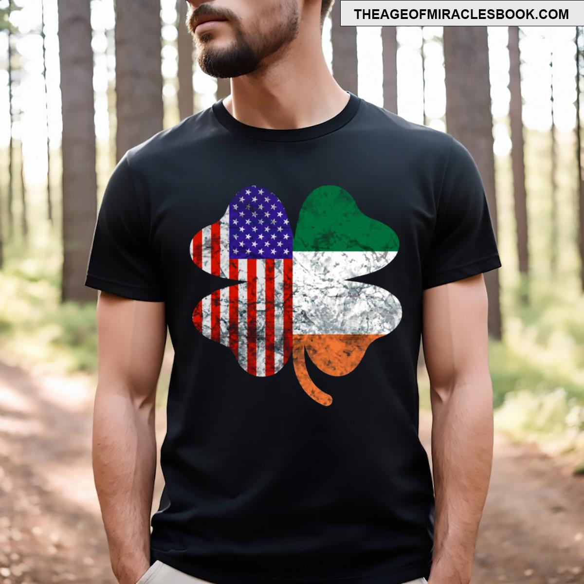 Irish American Flag Shamrock T-shirt