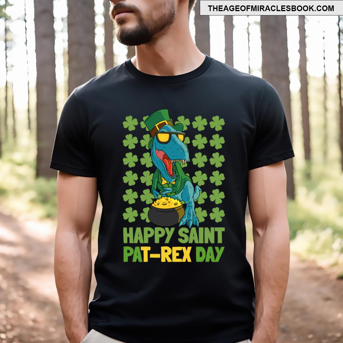 Meme Cute St Patricks Day Dinosaur Trex Dino T-shirt