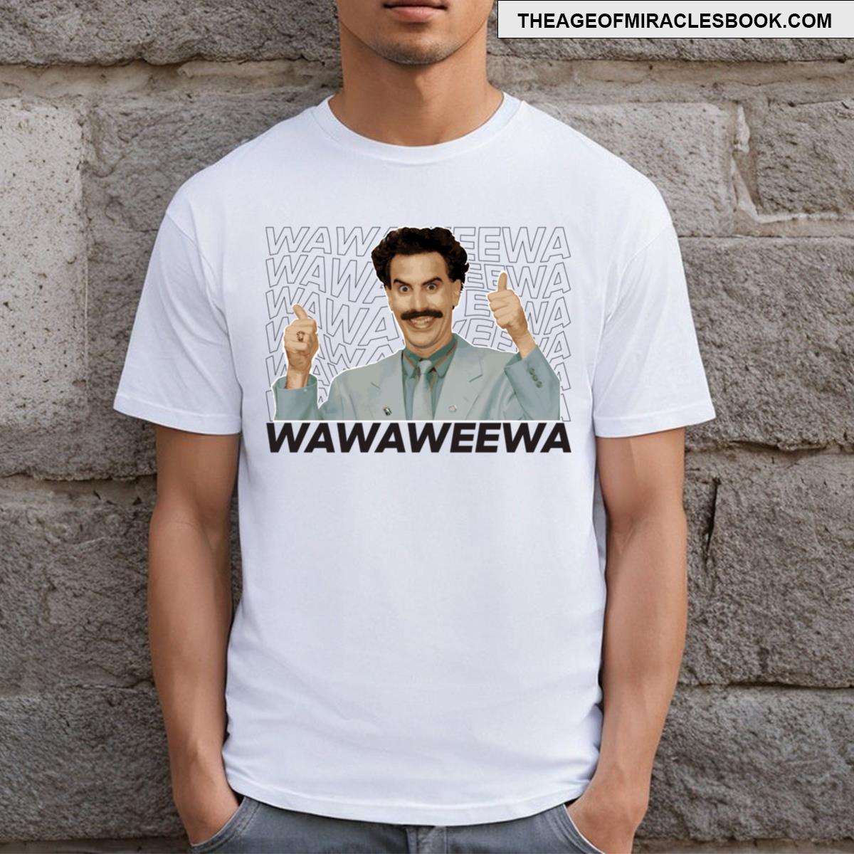 Borat Wawaweewa White Sticker Tee T-shirt