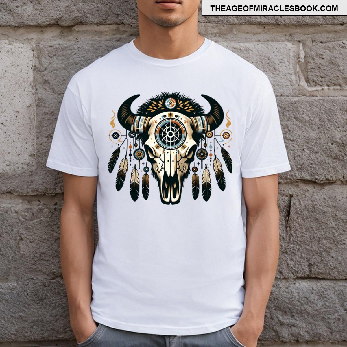 Bison Skull Decorated T-shirt