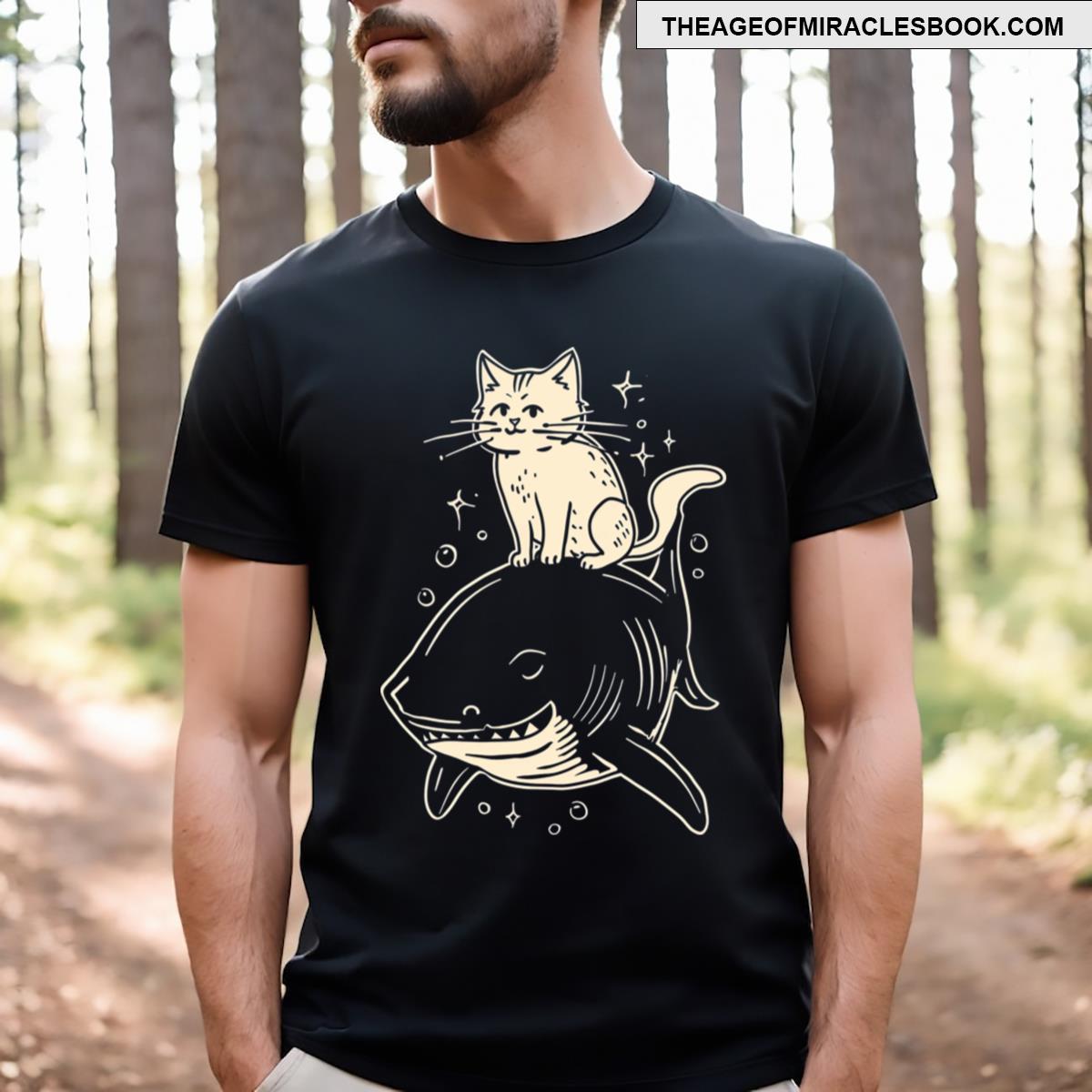 Cat Astride Shark T-shirt