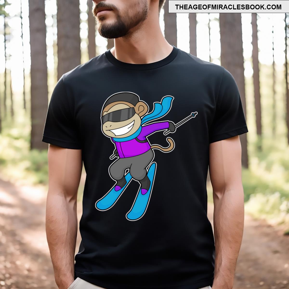 Monkey Skier Ski T-shirt