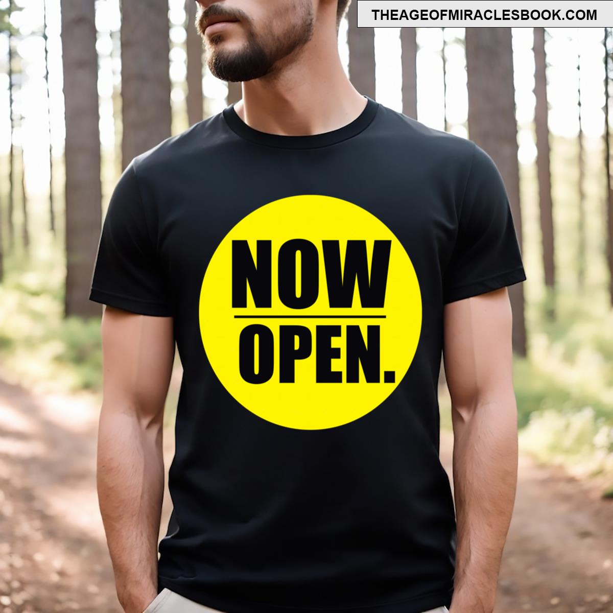 New Business Now Open Sticker T-shirt