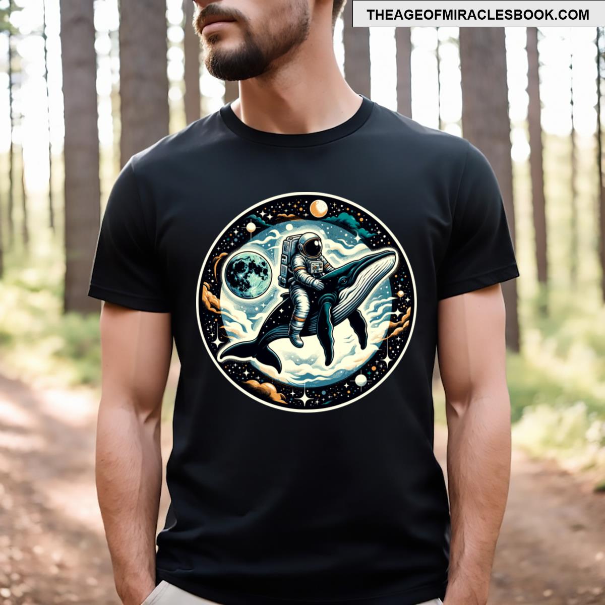 An Astronaut Riding A Whale In Outer Space T-shirt