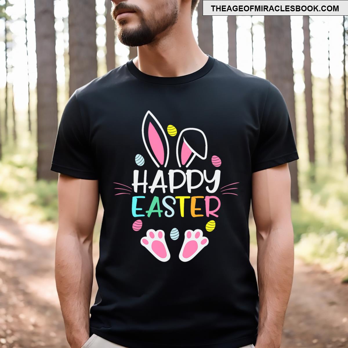 Happy Easter Bunny Rabbit Face Easter Day Men Kids T-shirt