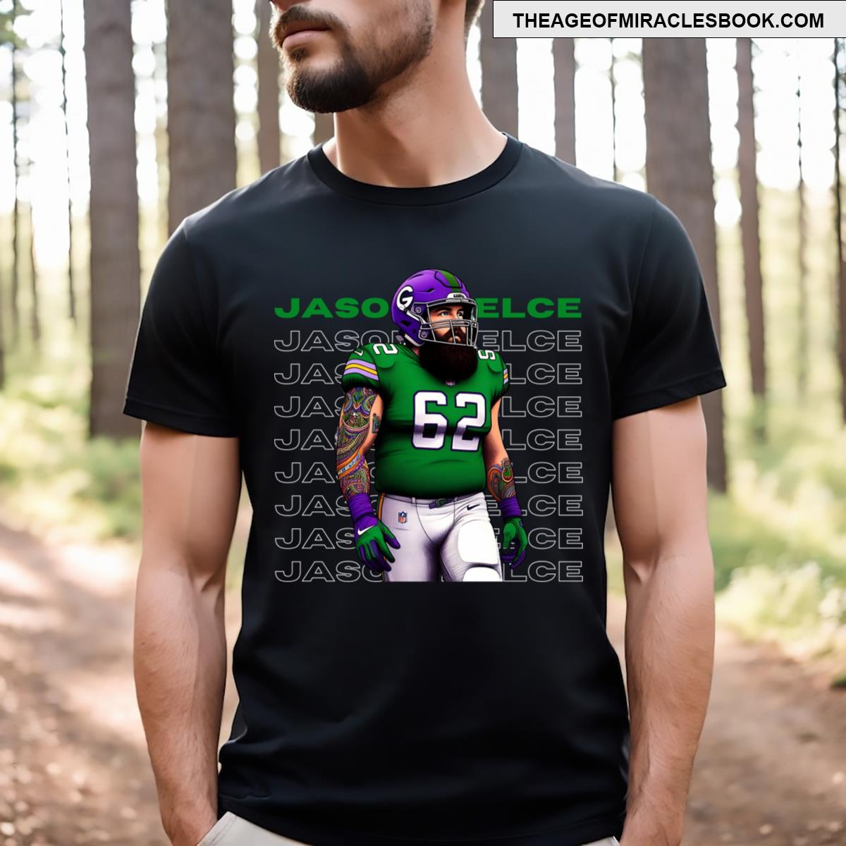 Jason Kelce Clad In His Eagles Jersey T-shirt