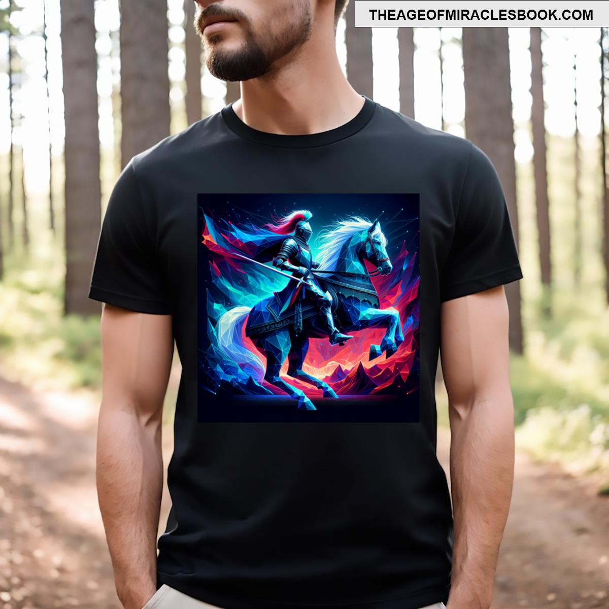Neon Polygonal Knight T-shirt