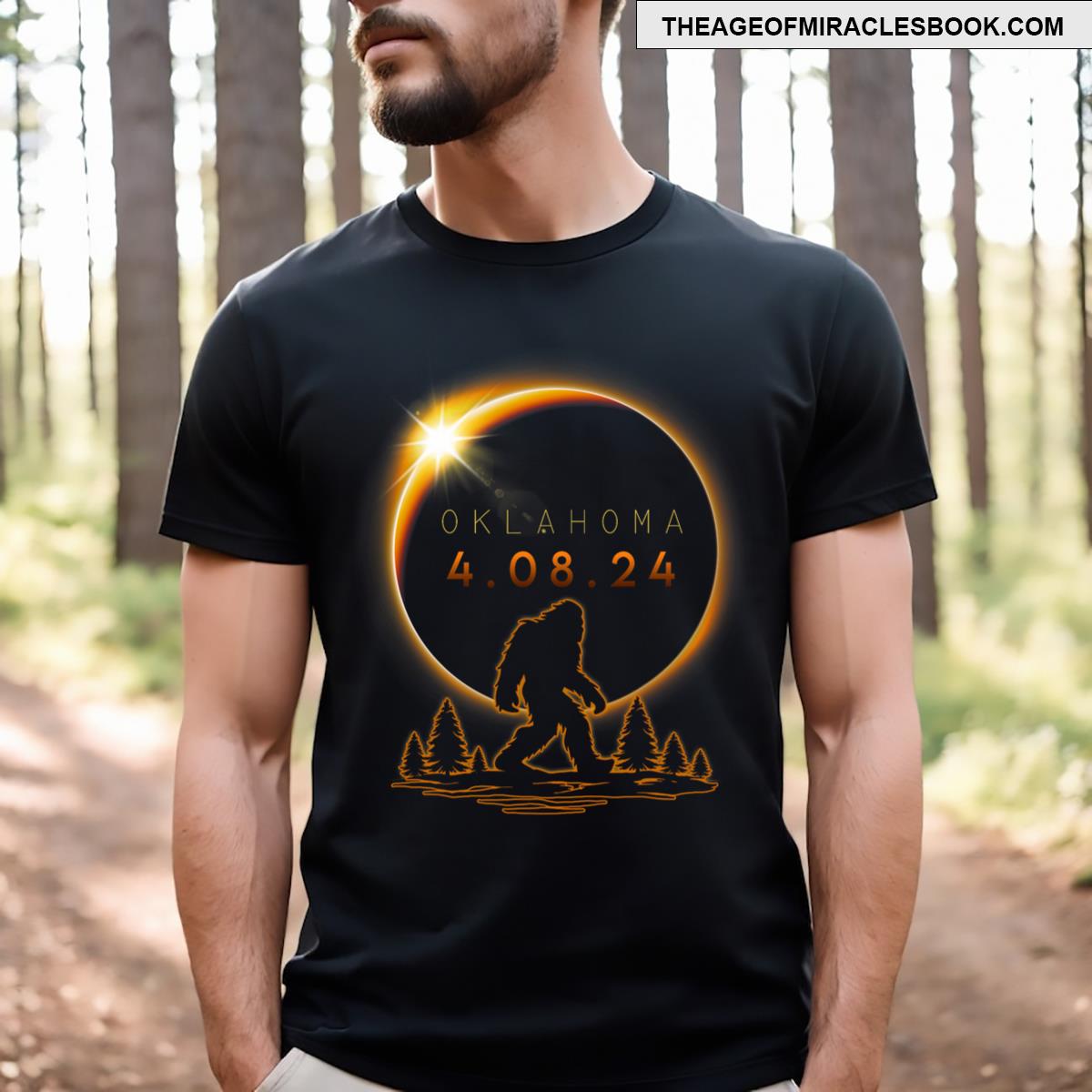 Oklahoma Total Solar Eclipse 2024 Bigfoot Solar Eclipse T-shirt