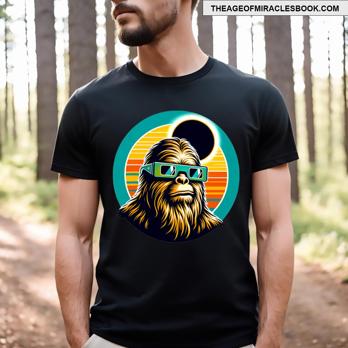 Retro Bigfoot Eclipse Tee Funny Bigfoot With Eclipse Glasses T-shirt