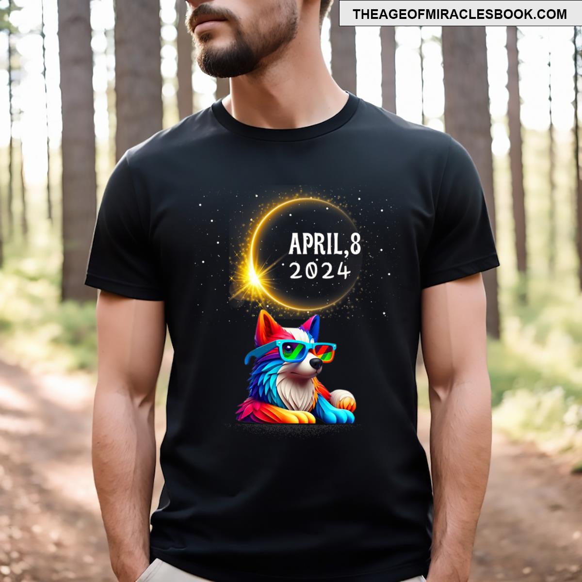 Solar Eclipse 2024 April 8 Dog Solar Eclipse Glasses Day T-shirt