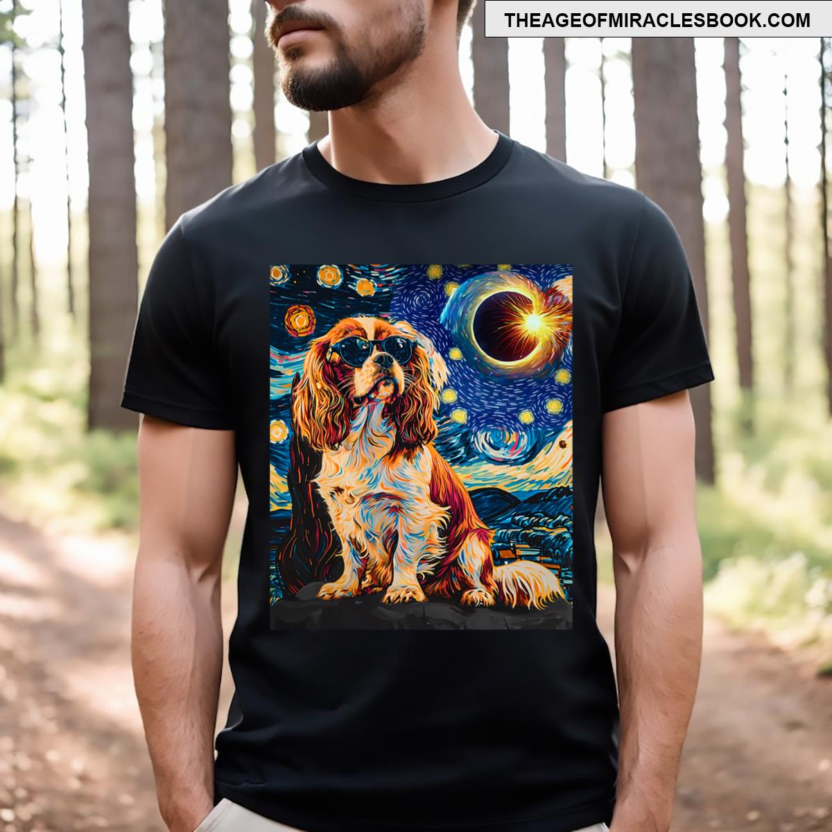 Total Solar Eclipse Cavalier King Charles Spaniel Dog T-shirt
