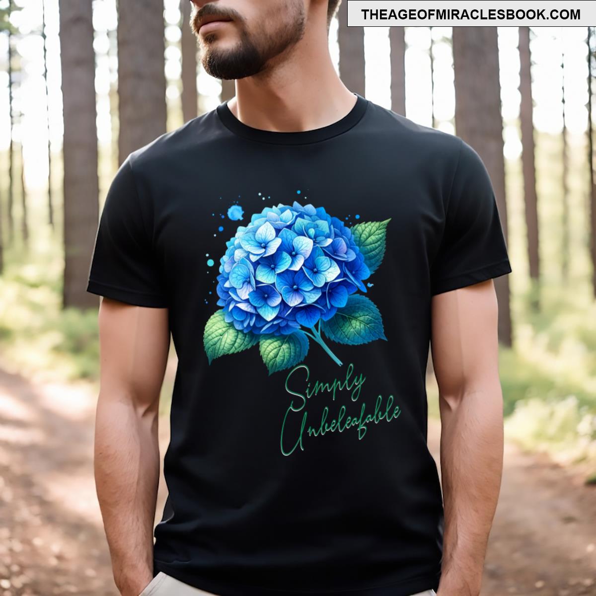 Blue Hydrangea With Leaves T-shirt