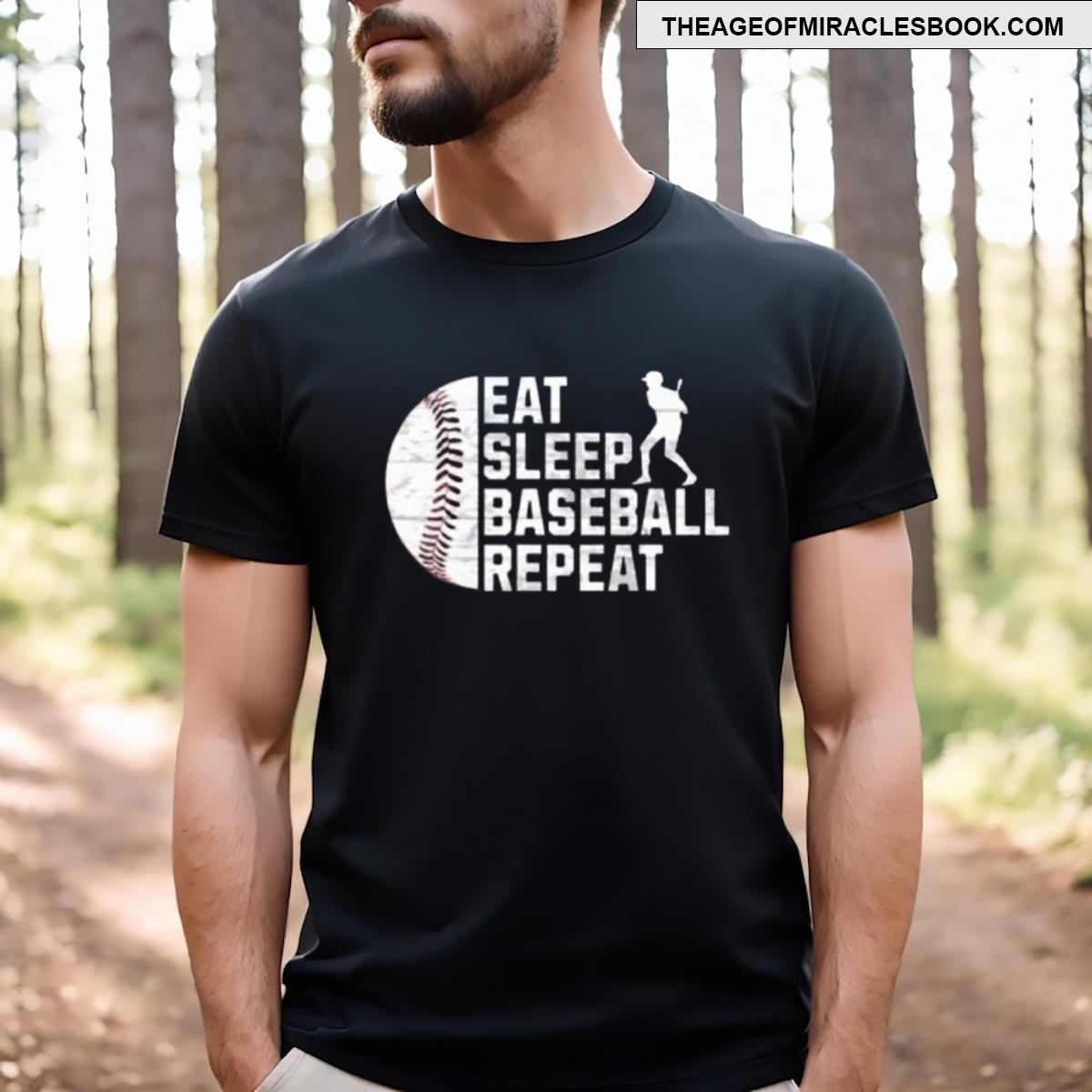 Eat Sleep Baseball Repeat Baseball Player Funny Baseball T-shirt