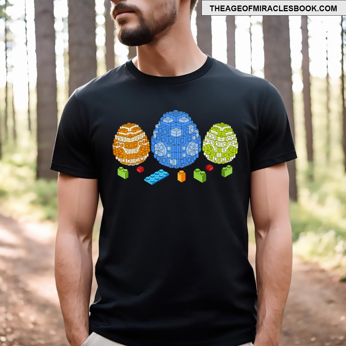 Funny Block Brick Building Egg Easter Day Master Builder T-shirt