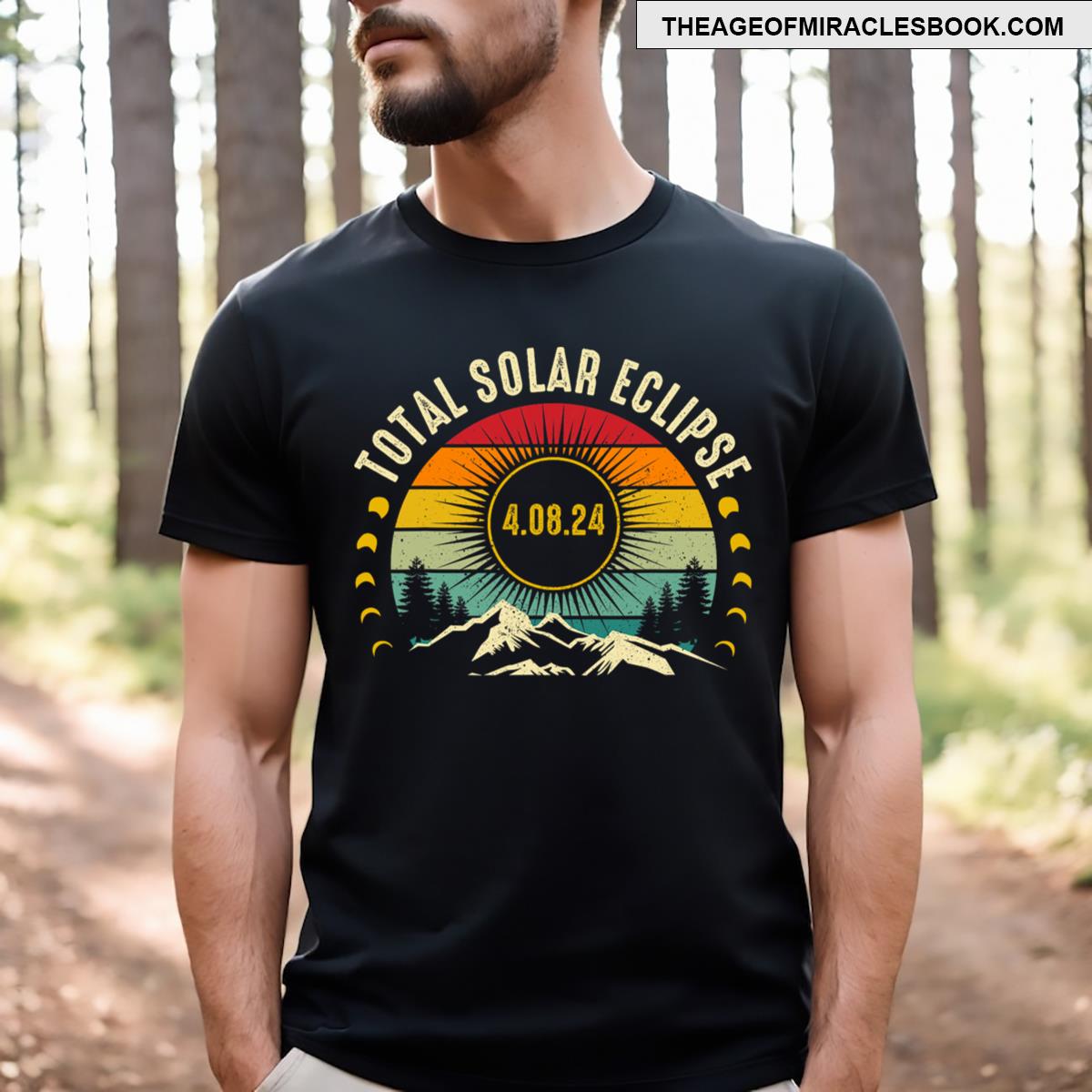 Total Solar Eclipse 2024 Retro Solar Eclipse 40824 T-shirt