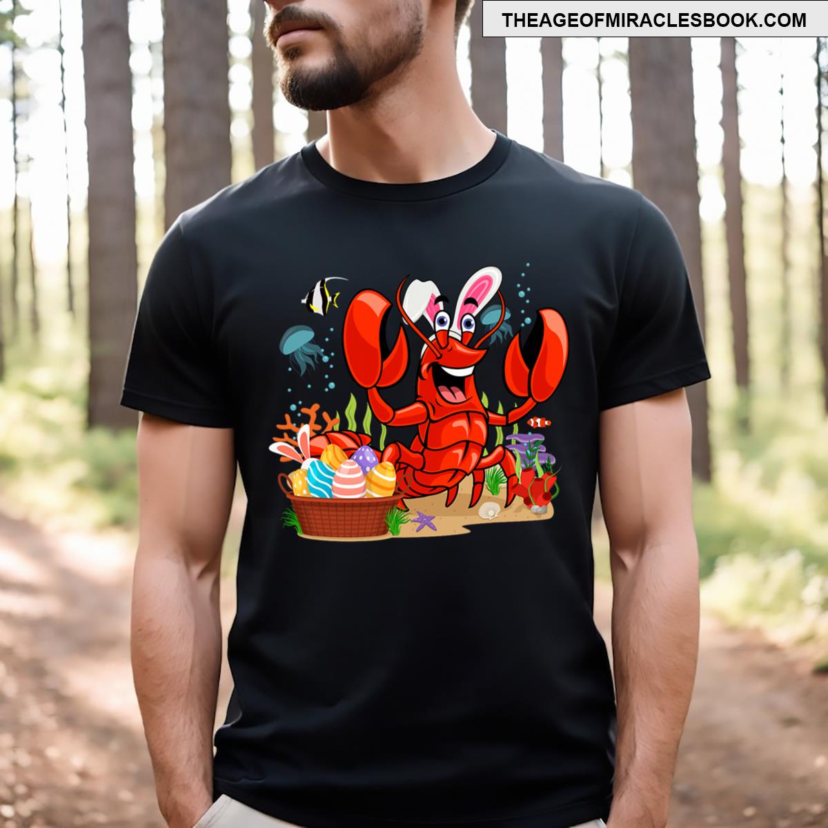 Easter Lobster Easter Eggs Bunny Hunting Crawfish Men T-shirt
