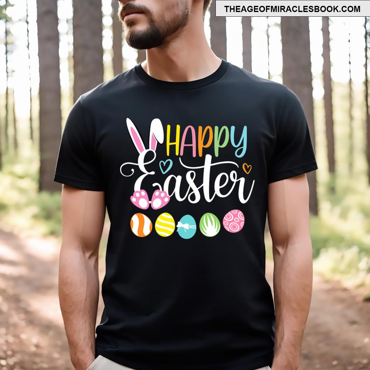 Happy Easter Rabbit Bunny Face Egg Easter Day Girls T-shirt