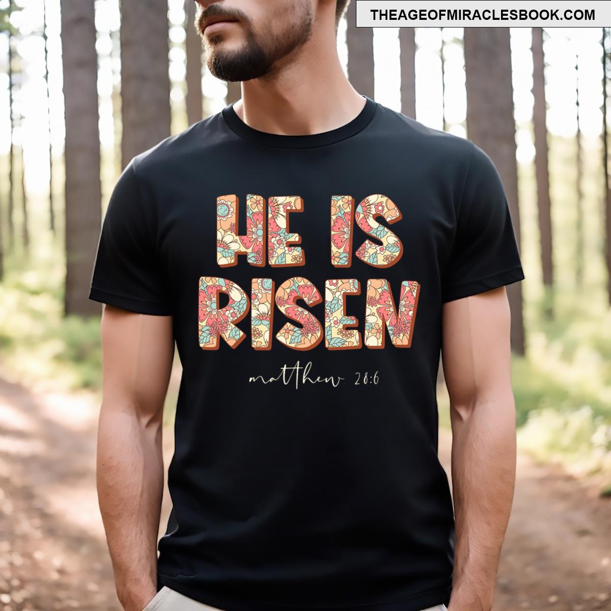 He Is Risen Easter Christian Cross Men Kids T-shirt