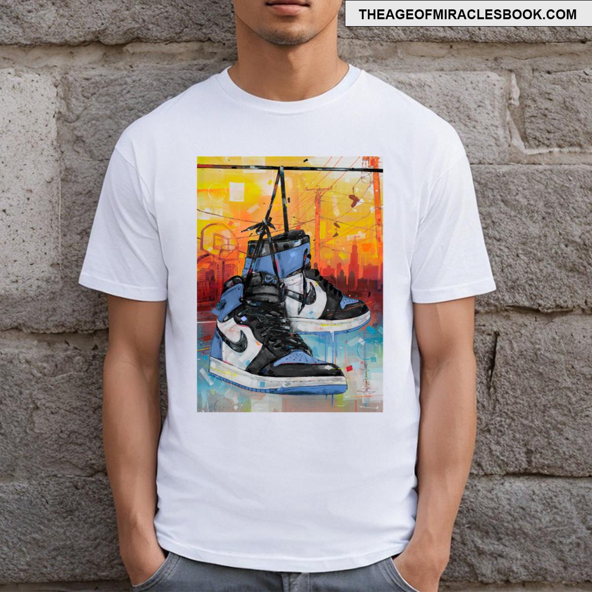 Jordan1 Unc Toe Powerlines Art T-shirt