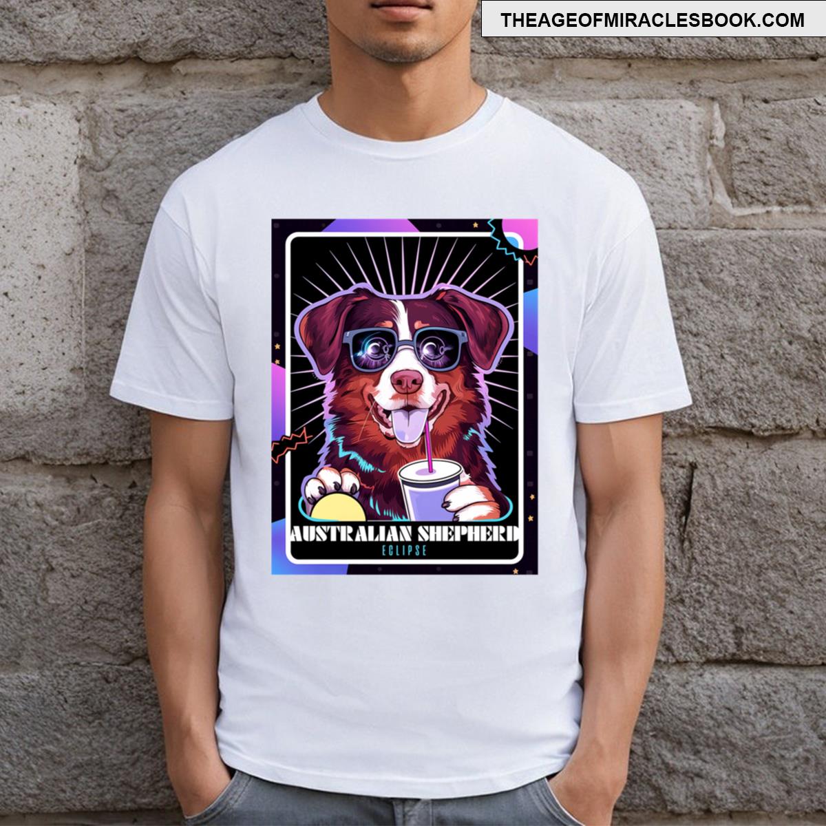 Total Solar Eclipse Dog Funny Australian Shepherd T-shirt