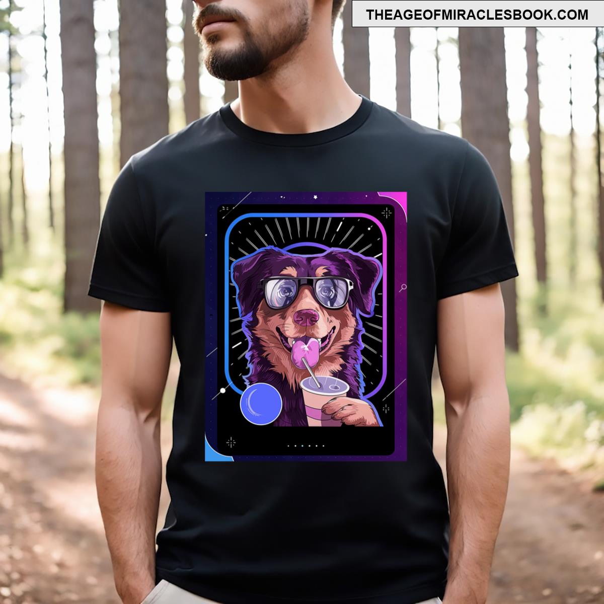 Total Solar Eclipse Funny Dog Australian Shepherd T-shirt