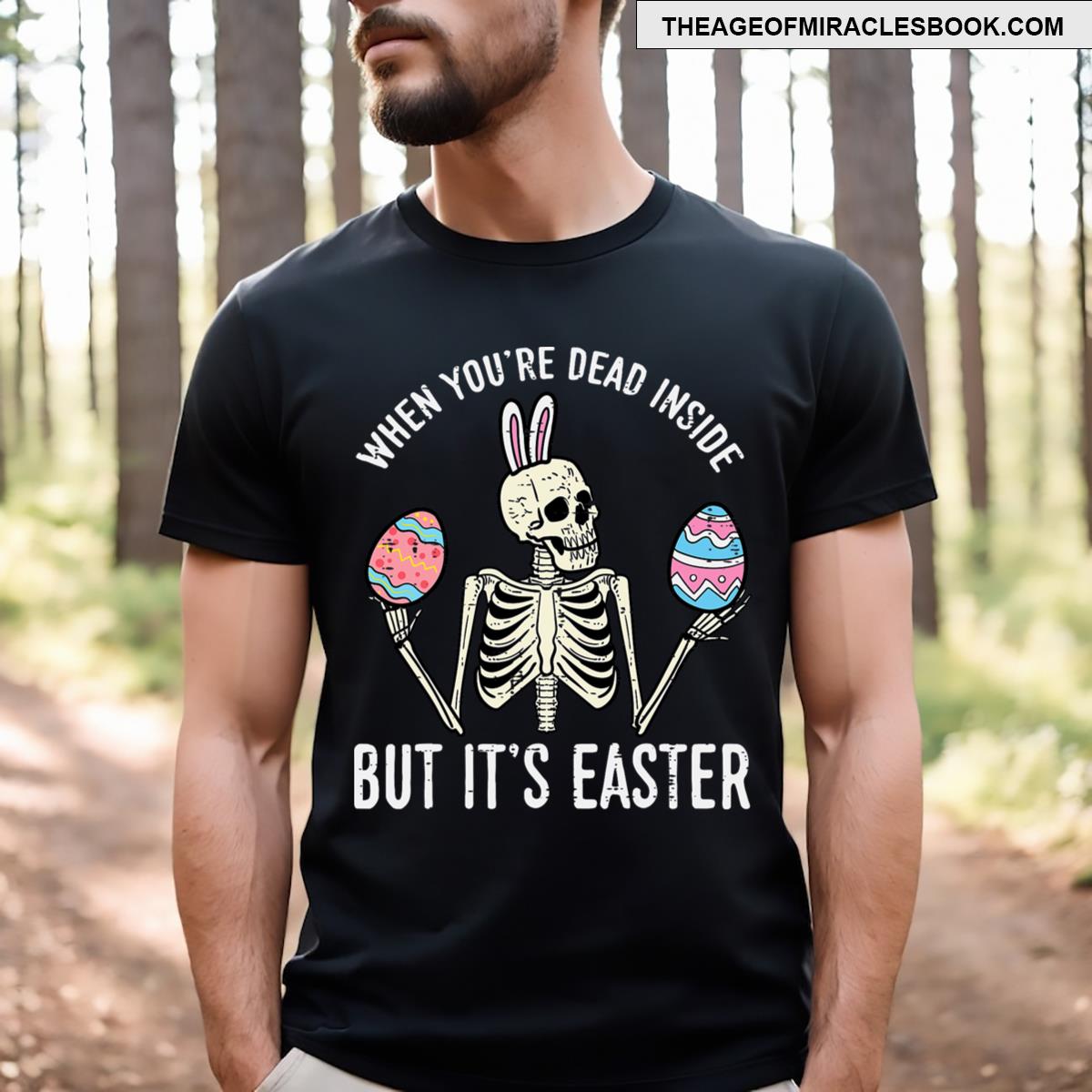 Skeleton Bunny Dead Inside But Easter Funny Men Kids T-shirt
