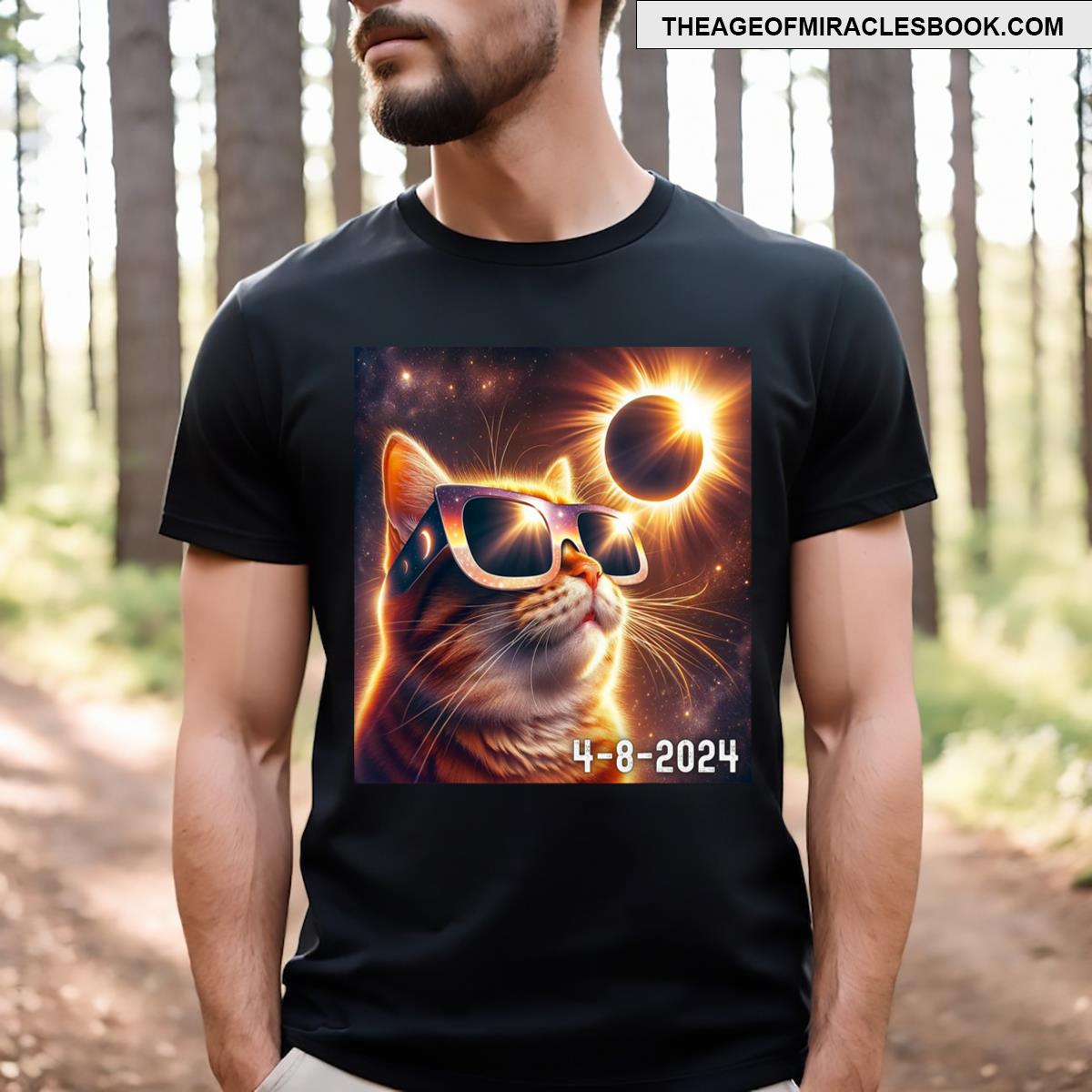 Eclipse Solar 2024 Eclipse Wearing Glasses T-shirt