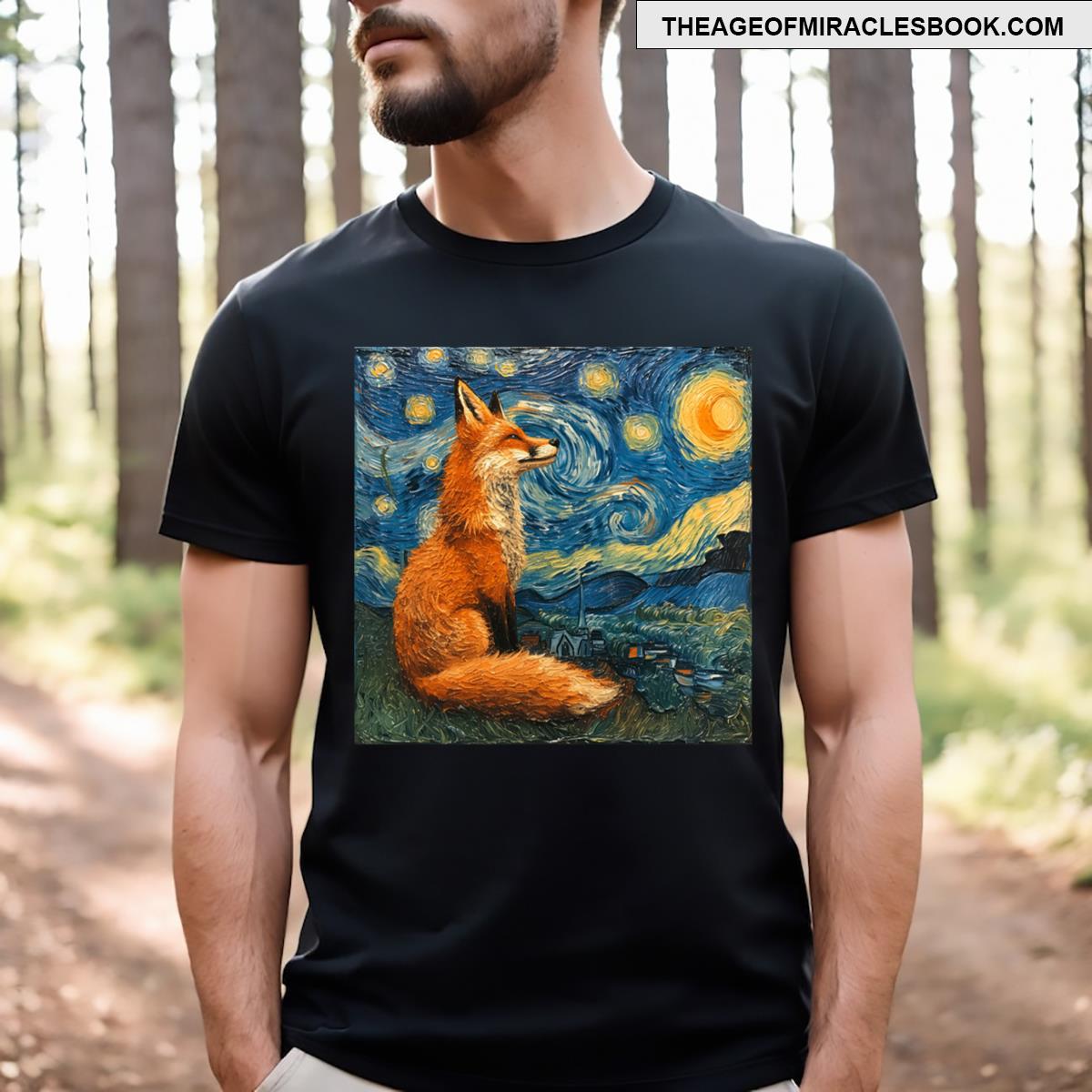 Fox Van Gogh Style Starry Night T-shirt