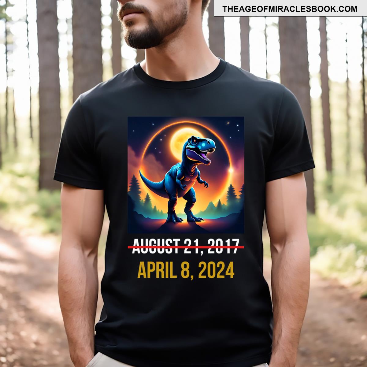 Funny Total Solar Eclipse 2024 Trex Eclipse Glasses T-shirt