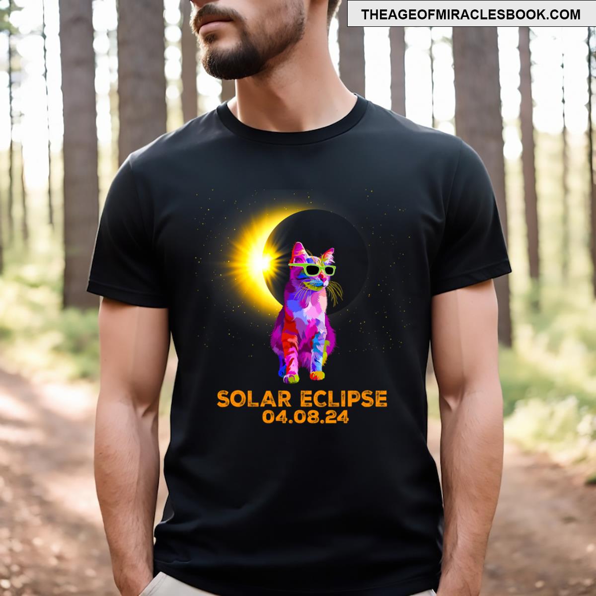 Solar Eclipse 2024 Cat Wearing Solar Eclipse Glasses T-shirt