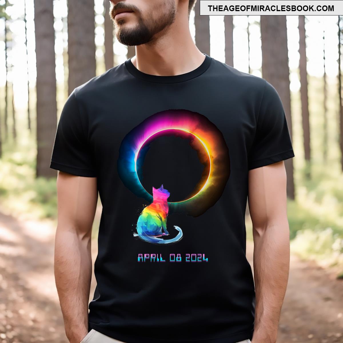 Total Solar Eclipse 2024 Cat Solar Eclipse Kitty Cat T-shirt