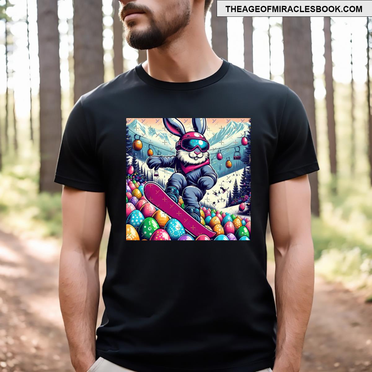 Easter Rabbit With Snowboarding Easter Funny Animals T-shirt