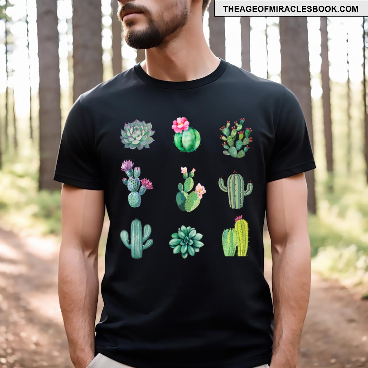 Green Succulent Cactus T-shirt