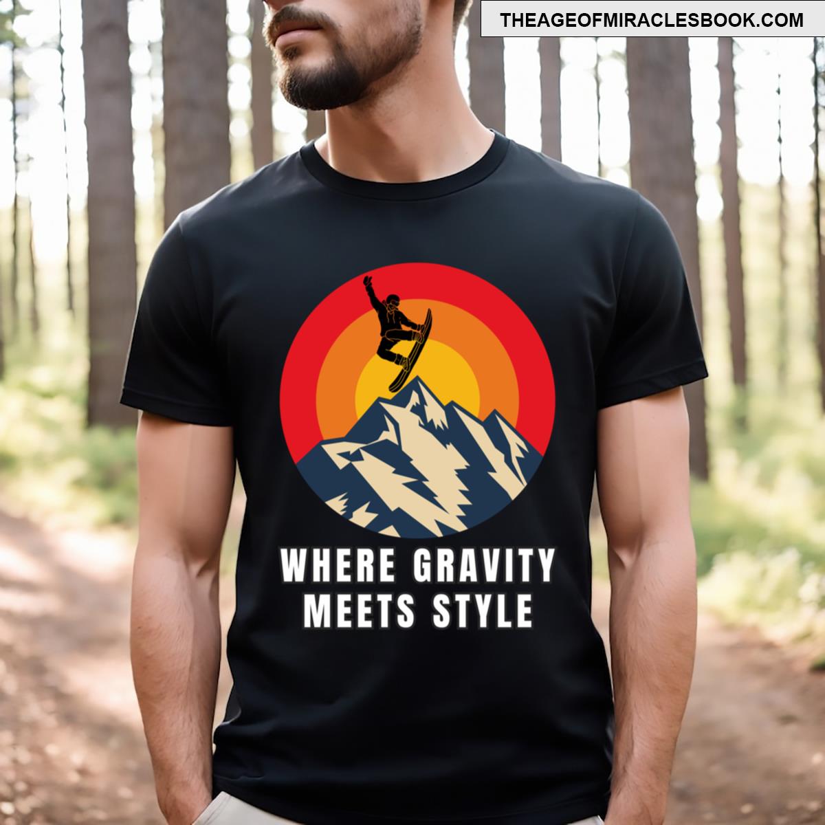 Snowboard Winter Mountains Gravity Design T-shirt