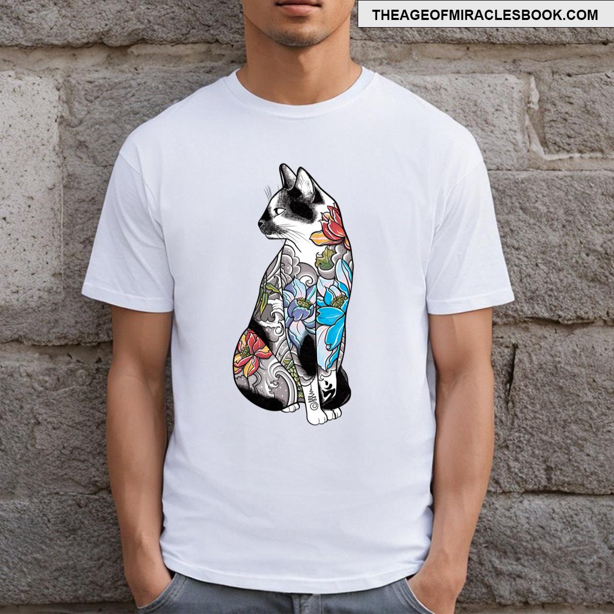 Cat In Lotus Tattoo T-shirt