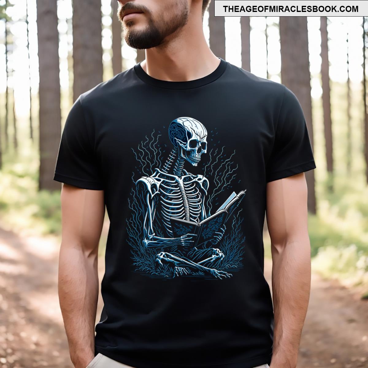 Skeleton Reading A Novel Book Reading T-shirt