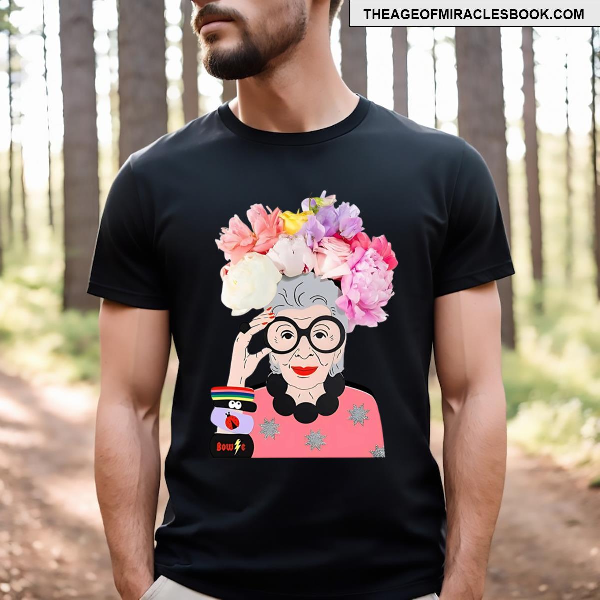Iris Apfel Art With Flowers Designer T-shirt