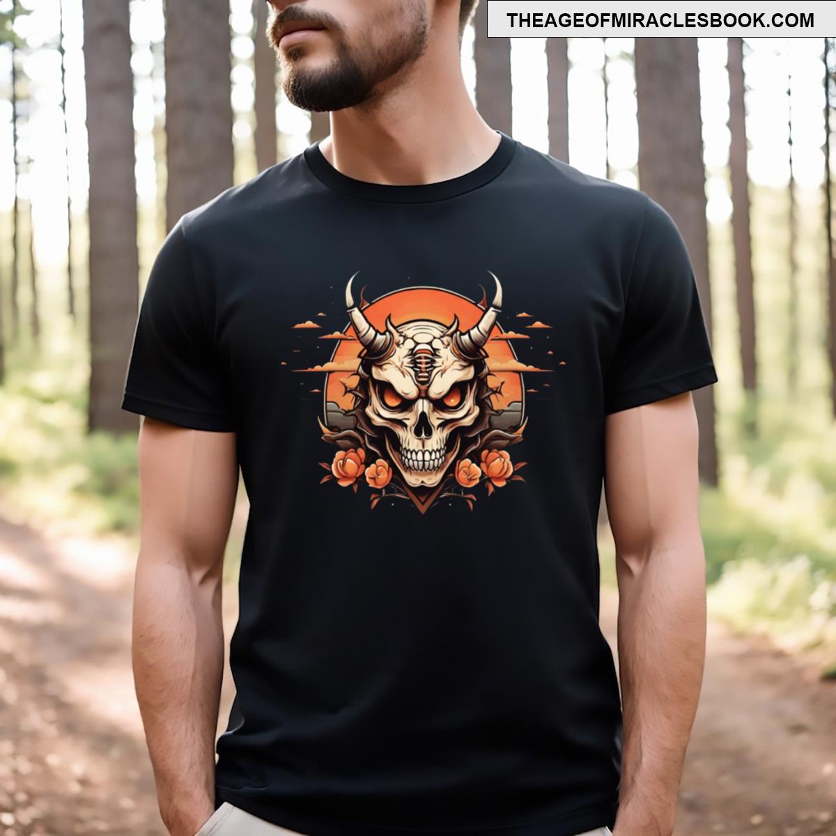Peachy Unique Retro Sunset Skull Design Essential T-shirt