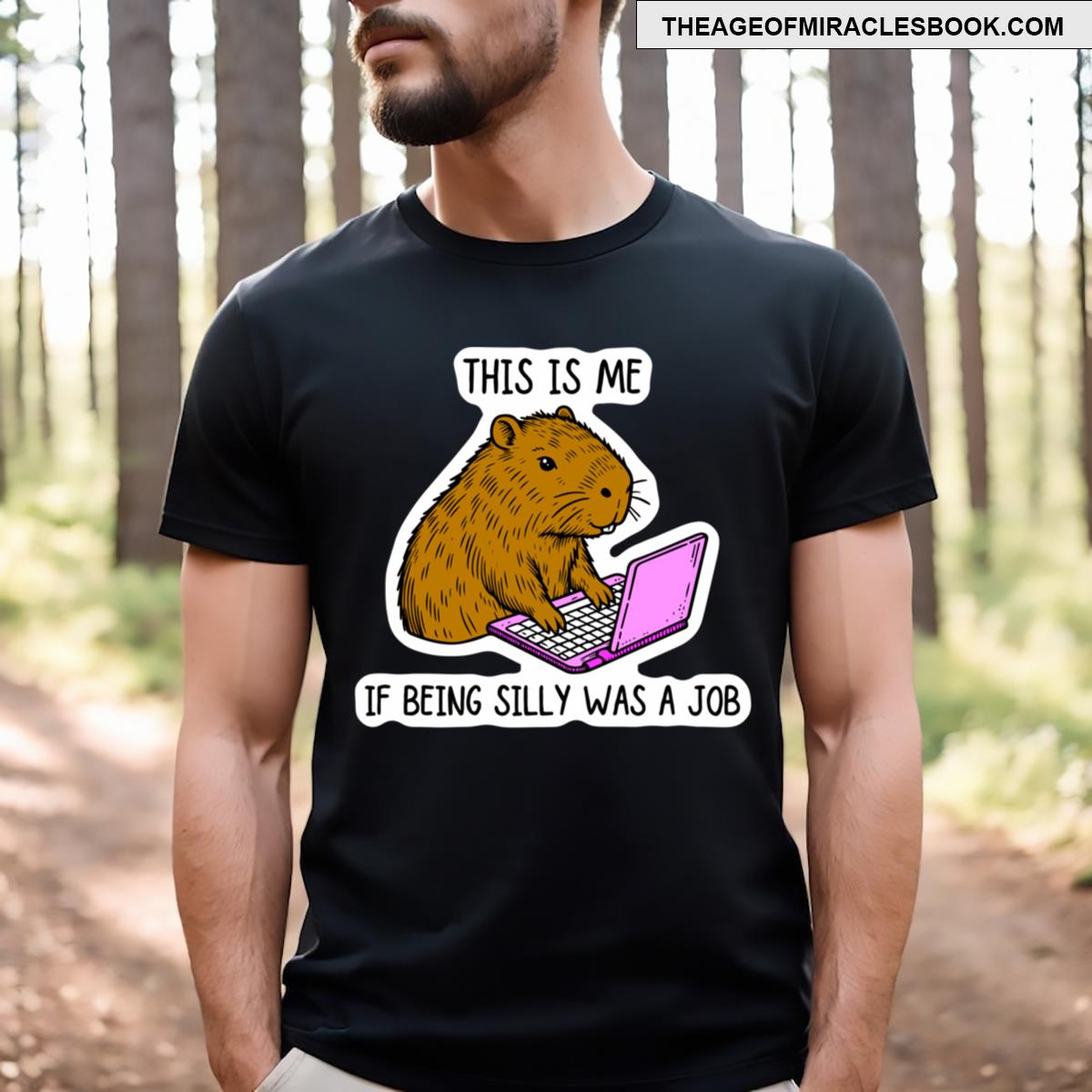 Silly Capybara Hard At Work Funny Meme T-shirt