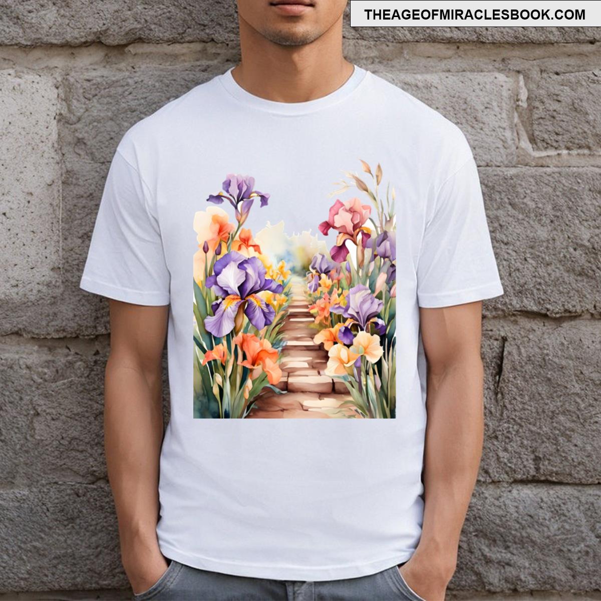Watercolor Iris Garden Path T-shirt