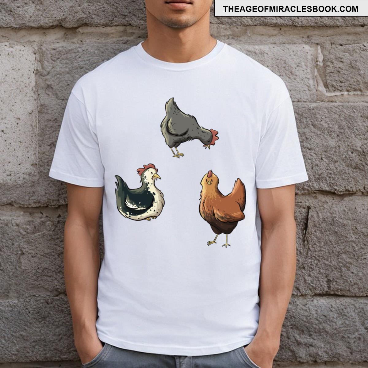 Chickens Orange Background T-shirt