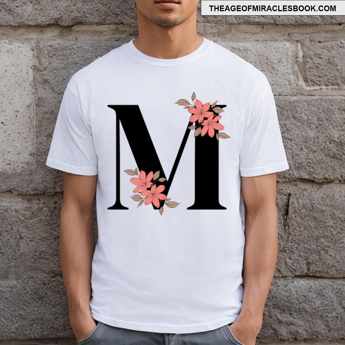 Floral Initial Letter M T-shirt