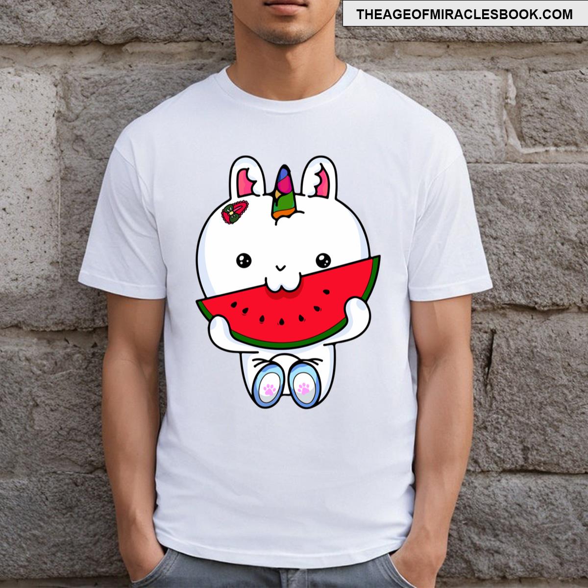 Cute Unicorn Eating Watermelon T-shirt