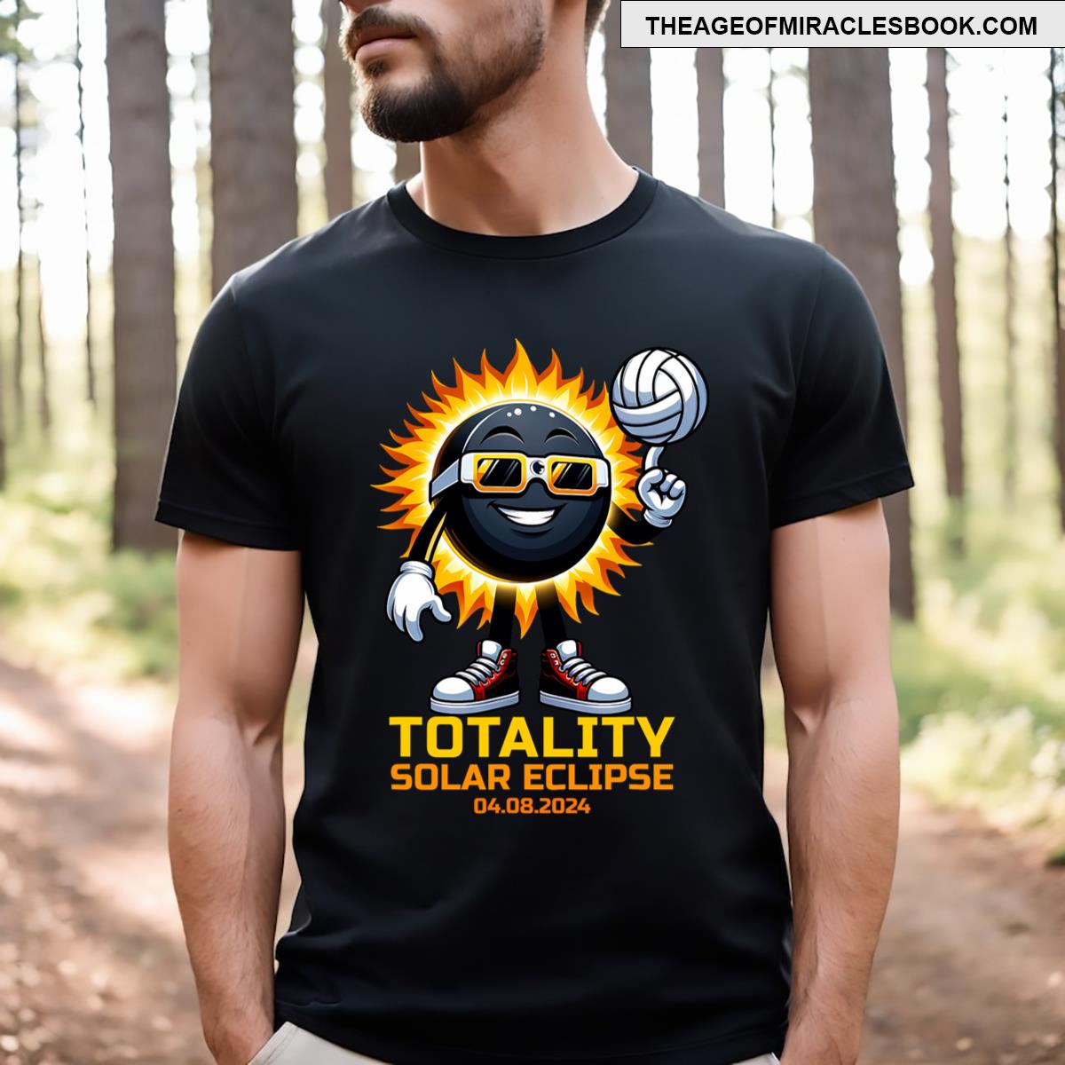 Volleyball Eclipse Kids Mens Total Solar Eclipse 2024 T-shirt