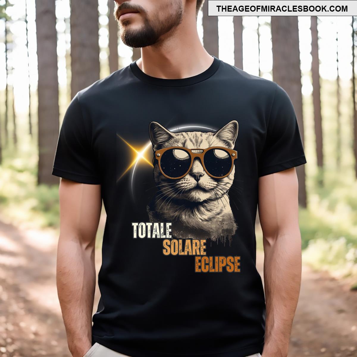 Solar Eclipse Party 2024 Cat Design Totale Solar Eclipse T-shirt