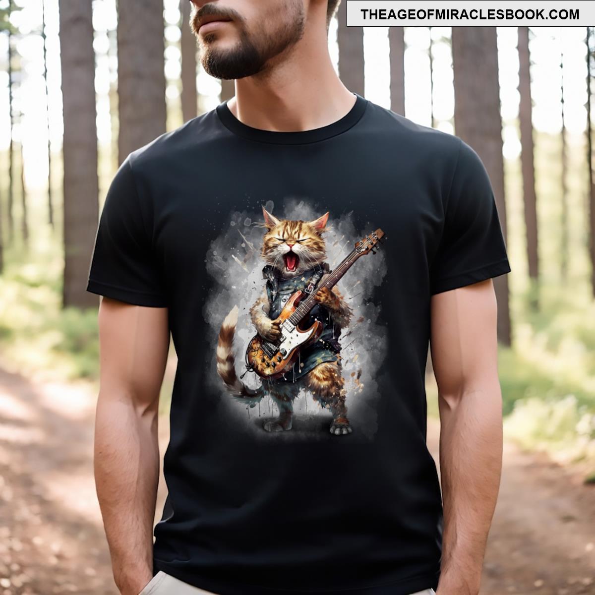 Cat Singing With Electric Guitar T-shirt