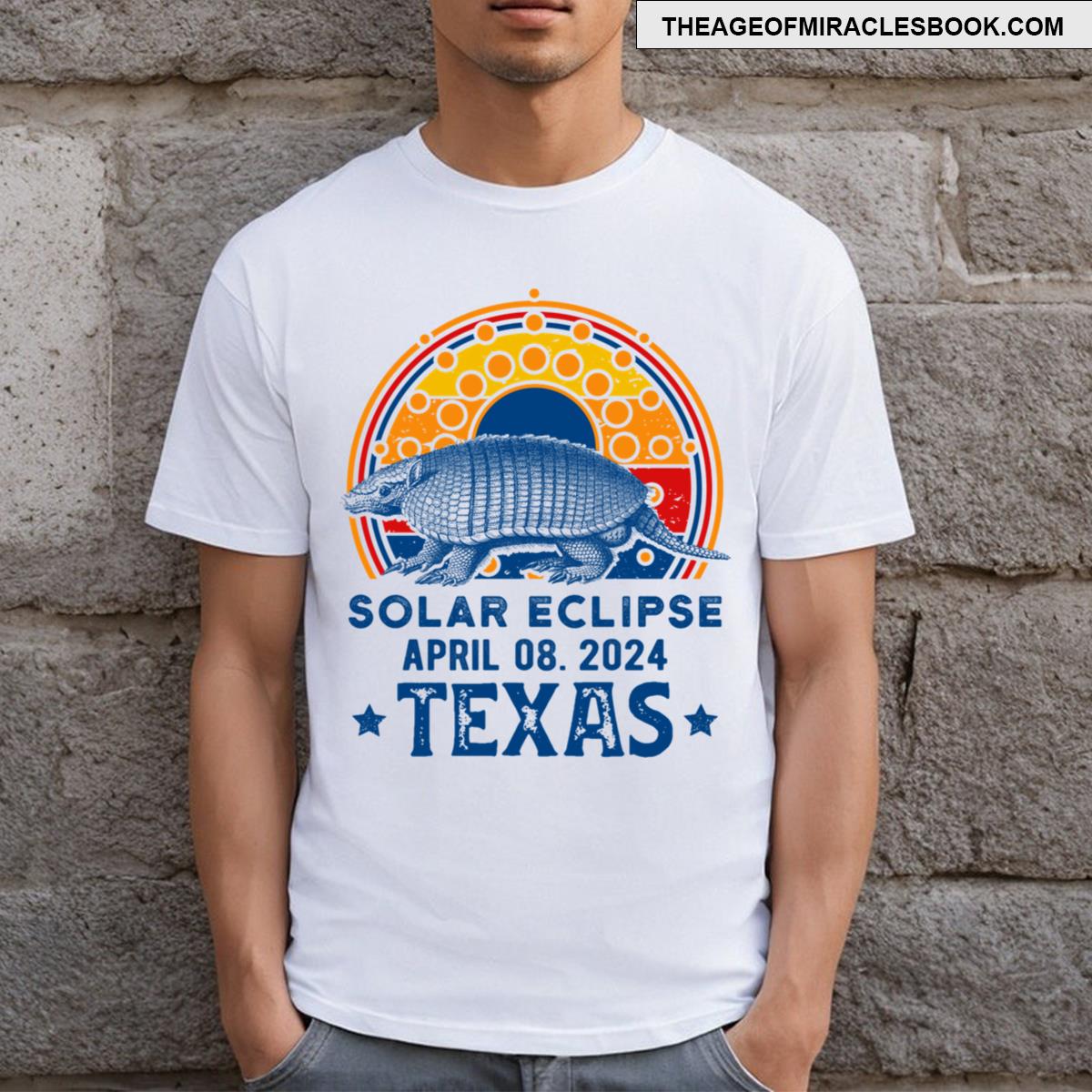 Total Solar Eclipse 2024 Cool Solar Eclipse Texas Armadillo T-shirt