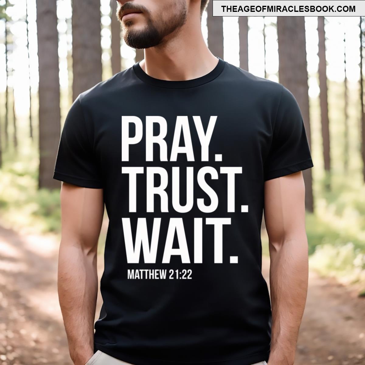 Pray Trust Wait Matthew 2122 Scripture Christian T-shirt