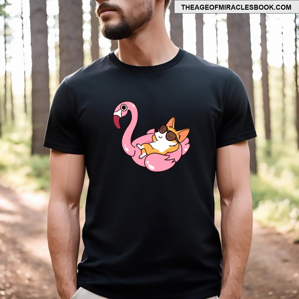 Corgi And Flamingo Pool Float Summer T-shirt