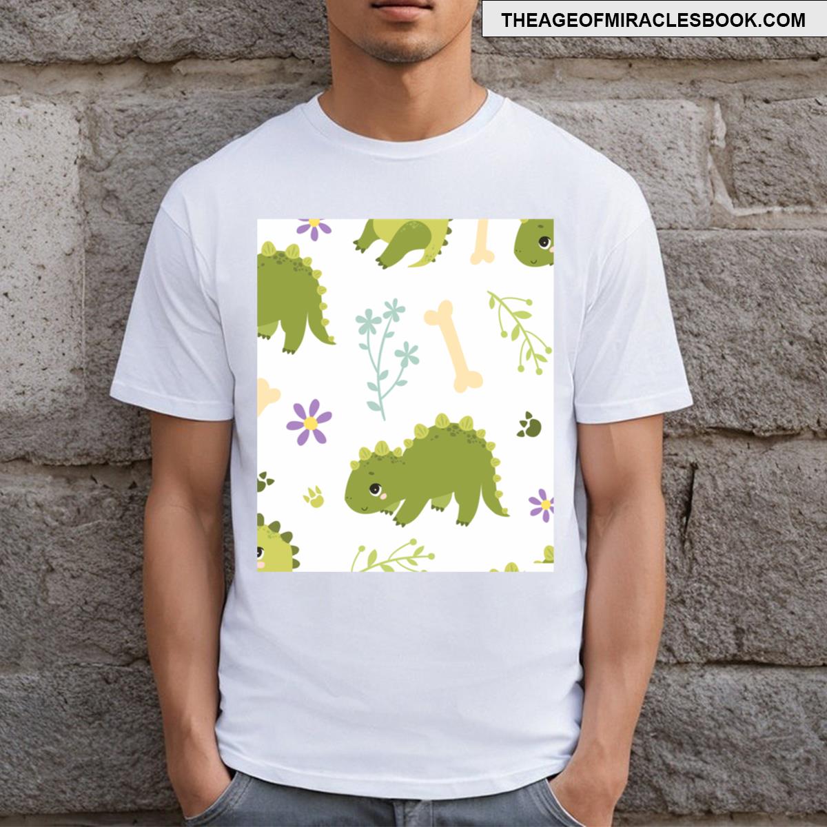 Dino Delights Pattern With Cute Dinosaurs T-shirt